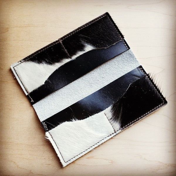 Hair-on-Hide Leather Wallet- Spotted with White