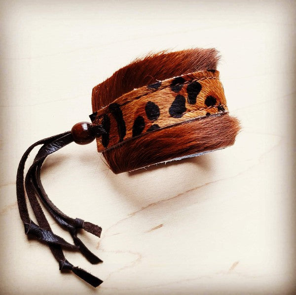 Leather Cuff Adjustable Tie-Leopard