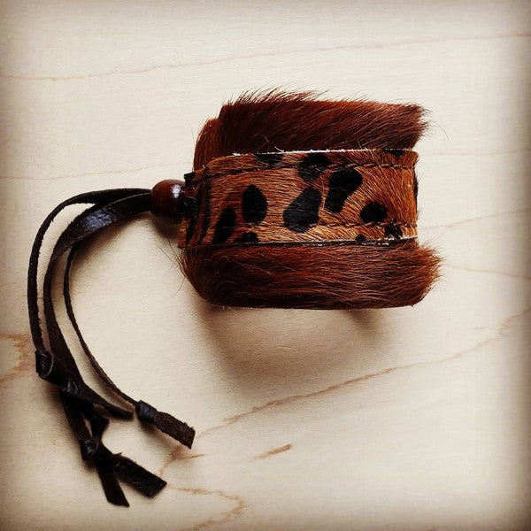 Leather Cuff Adjustable Tie-Leopard