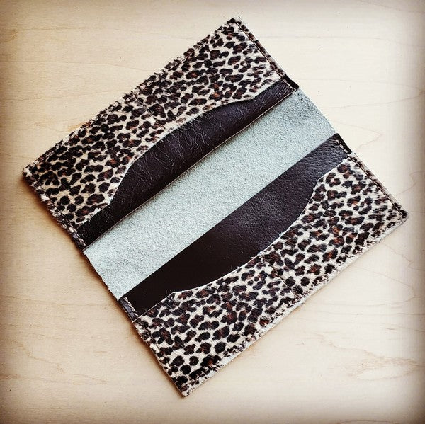 Hair-on-Hide Leather Wallet-Mini Leopard