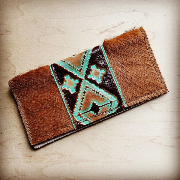 Hair-on-hide Wallet w/ Turquoise Accent