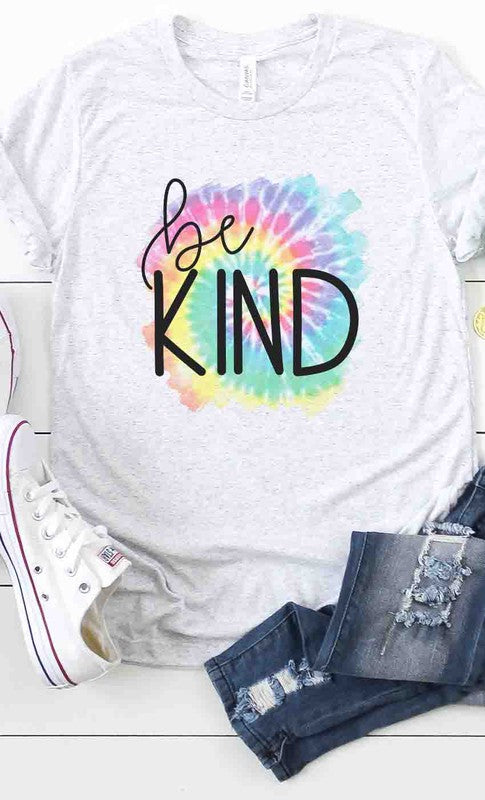 Tie-Dye behind Be Kind graphic tee PLUS