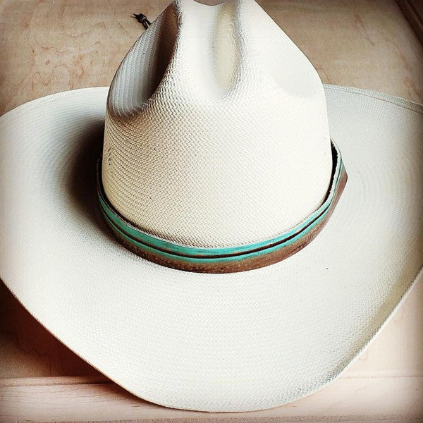 Turquoise Navajo Embossed Leather Cowboy Hat Band