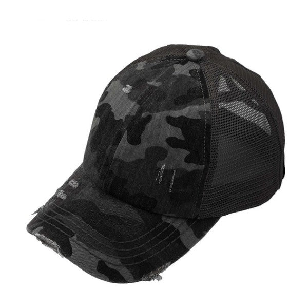 Camo Crisscross Pony Hat