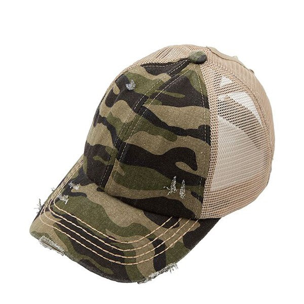 Camo Crisscross Pony Hat