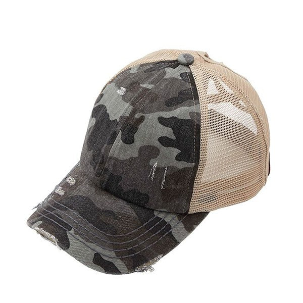 Camo Crisscross Pony Hat