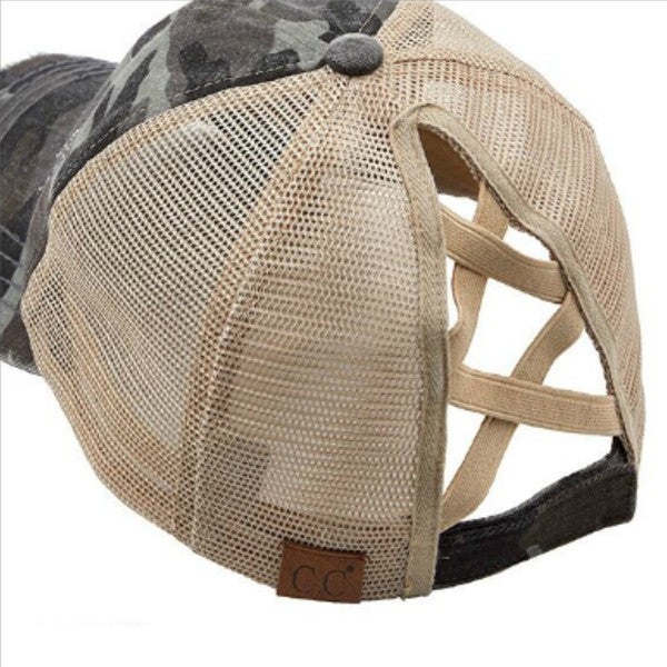 Camo Crisscross Pony Hat