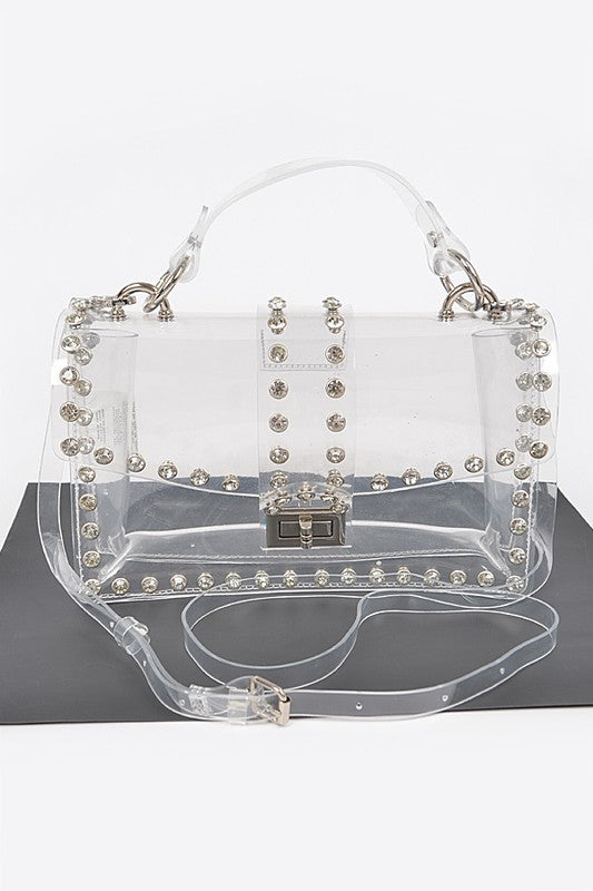 Crystal Accent Clear Crossbody Swing Bag