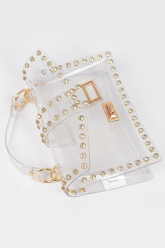 Crystal Accent Clear Crossbody Swing Bag