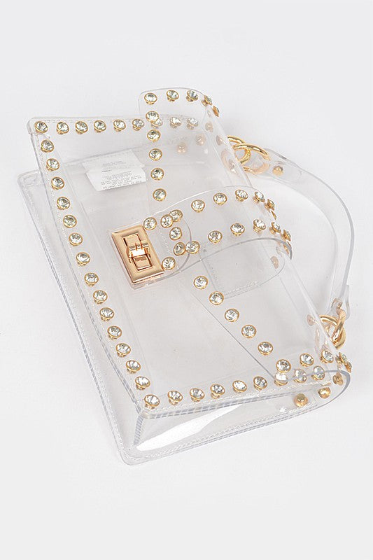 Crystal Accent Clear Crossbody Swing Bag