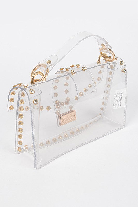 Crystal Accent Clear Crossbody Swing Bag