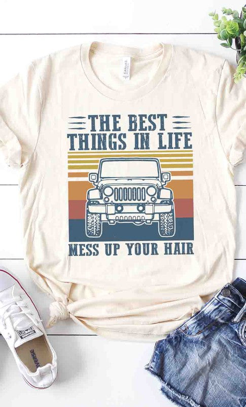 The Best Things in Life messy hair graphic Tee T-Shirt