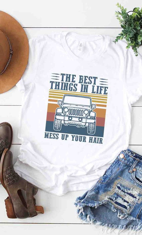 The Best Things in Life messy hair graphic Tee T-Shirt