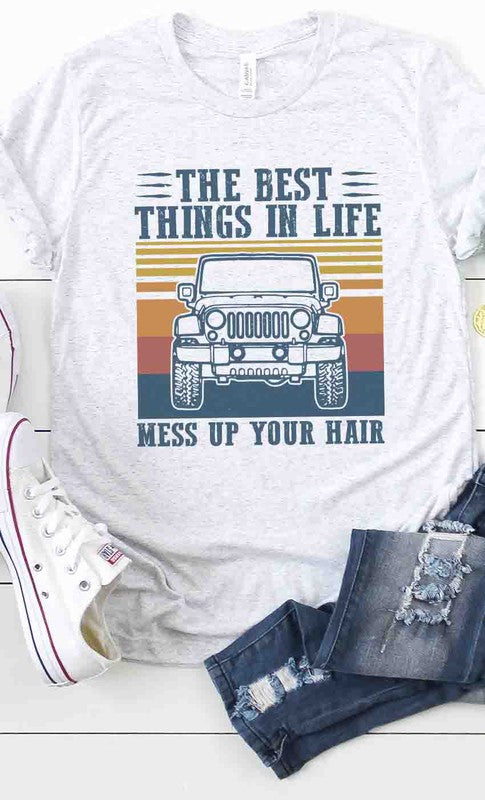 The Best Things in Life messy hair graphic Tee T-Shirt