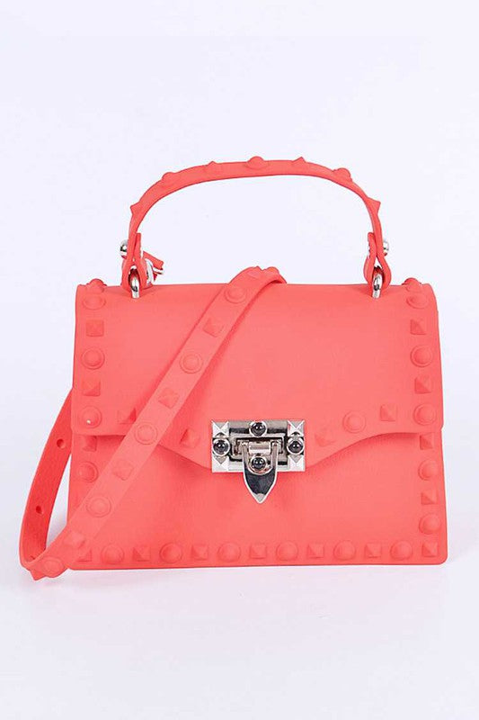 Tonal Studded Top Handle Swing Bag