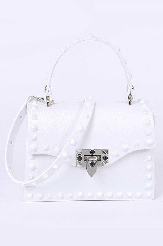 Tonal Studded Top Handle Swing Bag