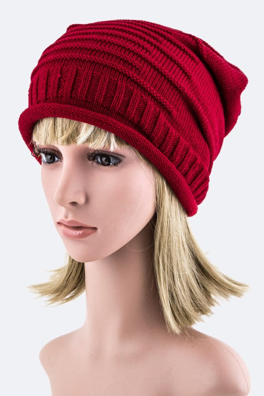 Raised Knit Slouchy Light Weight Beanie