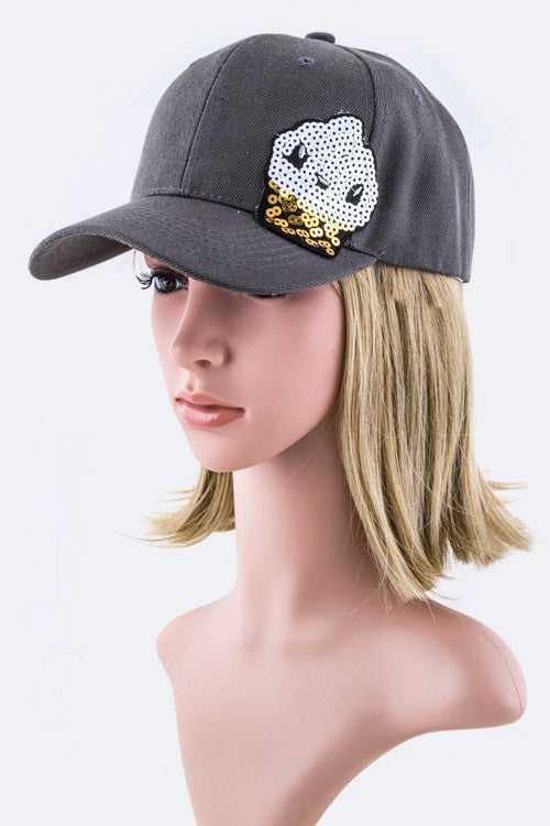 Sequin Ice cream Patch Denim Cap