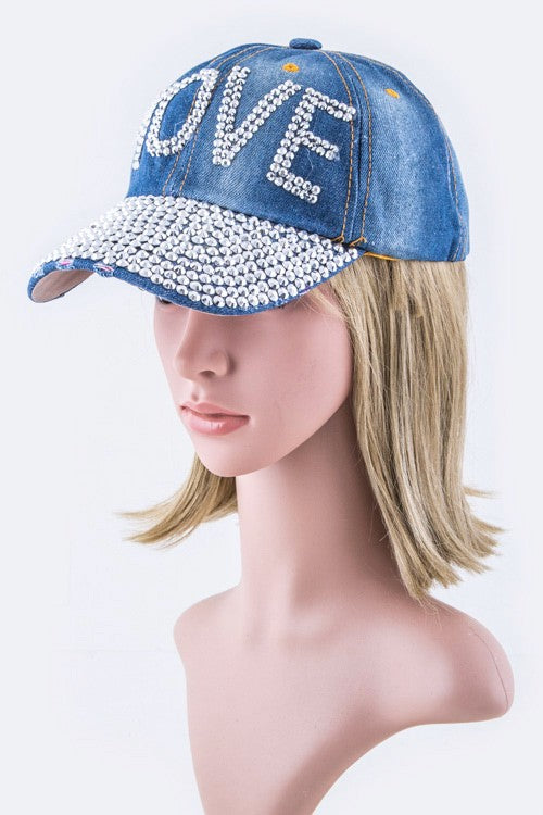 Crystal MOVE Embellished Fashion Denim Cap