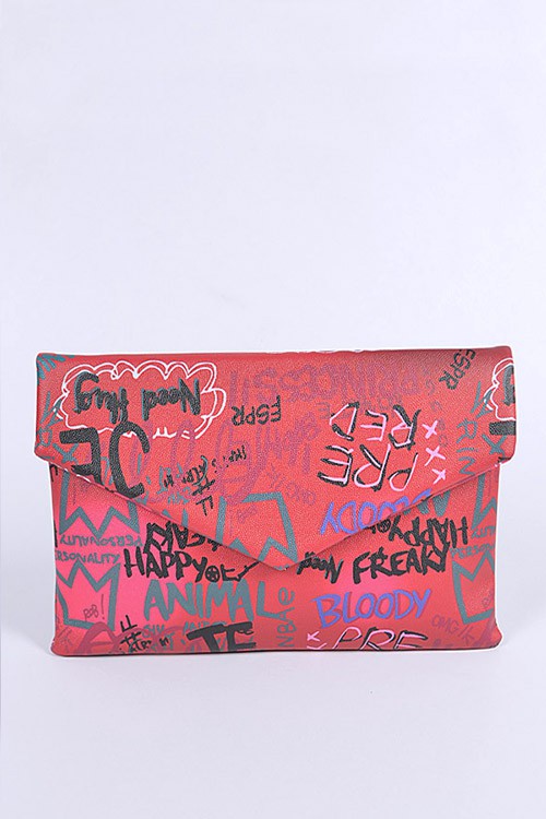 Graffiti Mix Color Iconic Envelope Clutch Bag