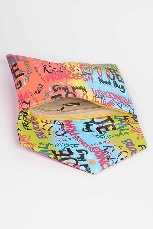 Graffiti Mix Color Iconic Envelope Clutch Bag