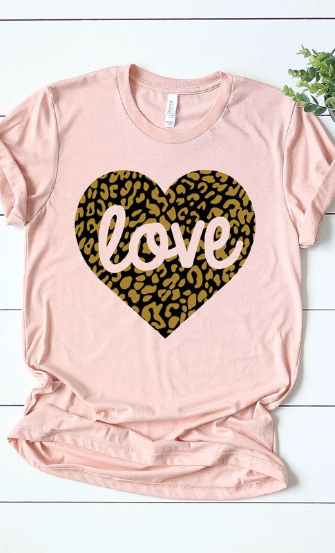 Love Leopard Heart Graphic Tee T-Shirt