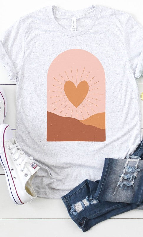 Boho Valentine Heart Graphic Tee T-Shirt PLUS