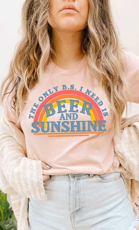 Beer and Sunshine Rainbow Graphic Tee T-Shirt