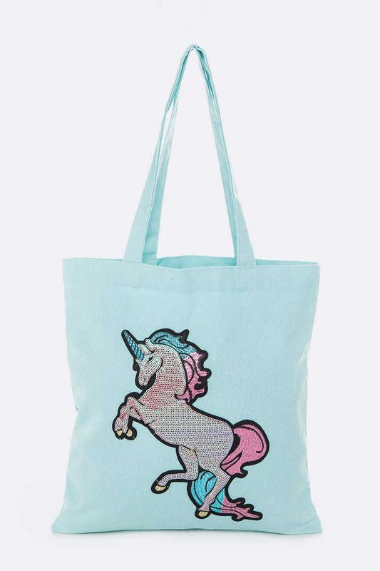 Sequins Unicorn Linen Tote