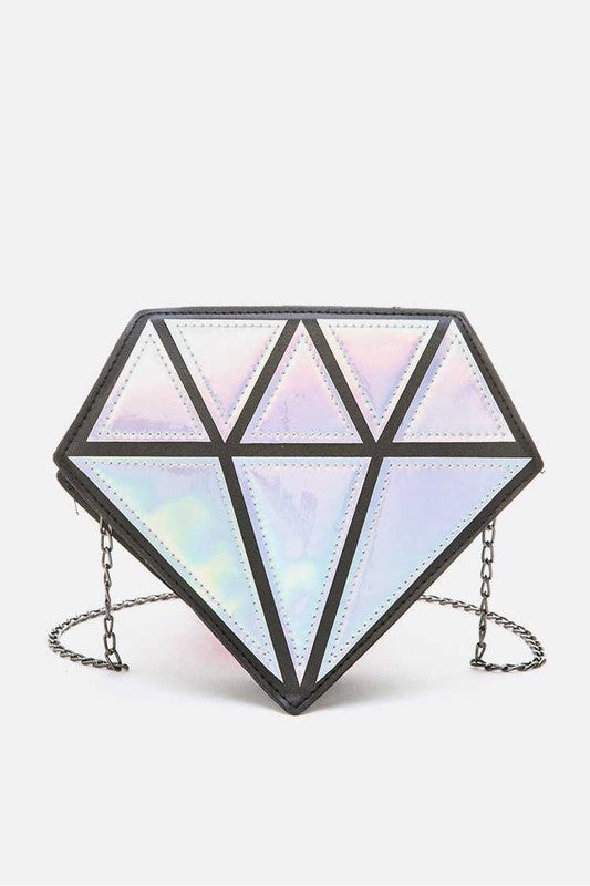 2 Tone Holographic Iconic Diamond Clutch Bag