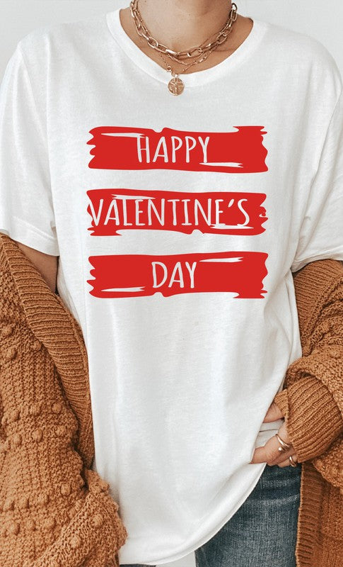 Paint Smudge Happy Valentines Day PLUS Graphic Tee T-Shirt