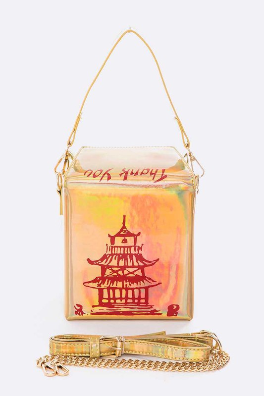 Holographic Iconic Chinese Take Out Box Clutch