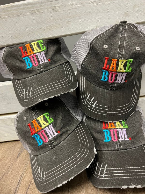 Colorful Lake Bum Embroidered Trucker Hat