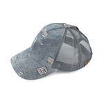 Damaged Denim Fabric With Pony Tail Cap