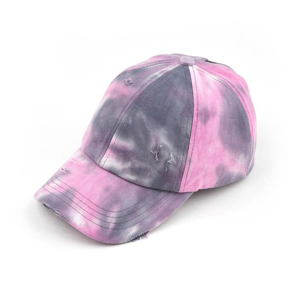 CC Tie-Dye Pony Cap Criss-Cross Elastic Hat