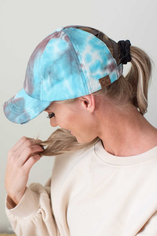 CC Tie-Dye Pony Cap Criss-Cross Elastic Hat