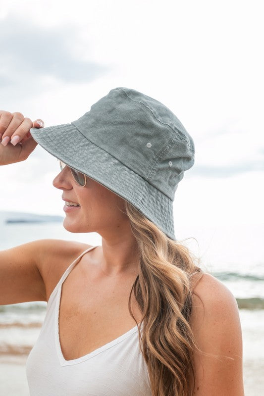 Solid Distressed Bucket Hat