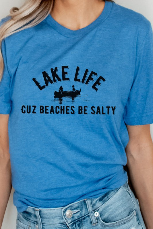 Lake Life Cuz Beaches Be Salty Rowboat Graphic Tee T-Shirt