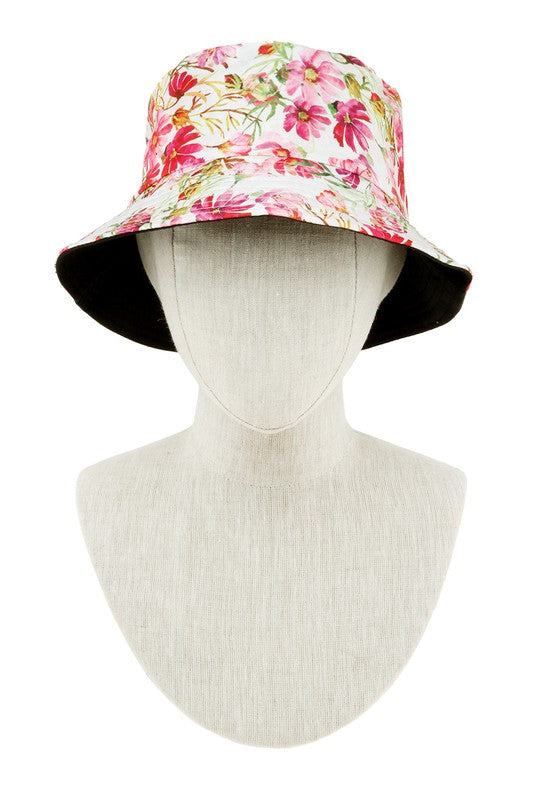 Reversible Floral Print Bucket Hat