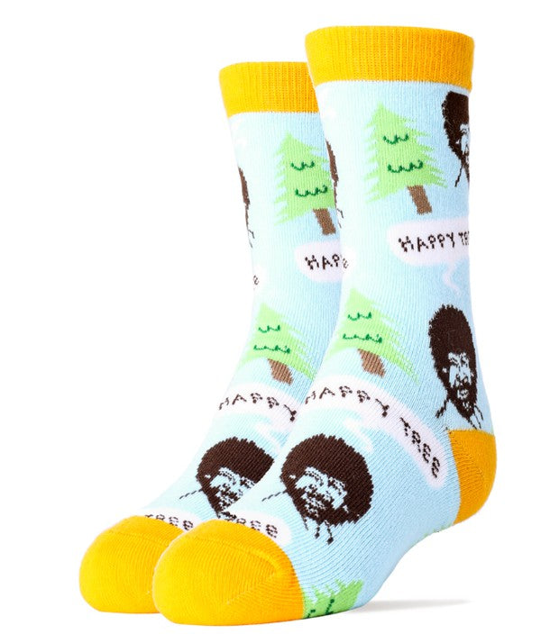 Bob Ross Happy Tree - Kid's Funny Crew Socks