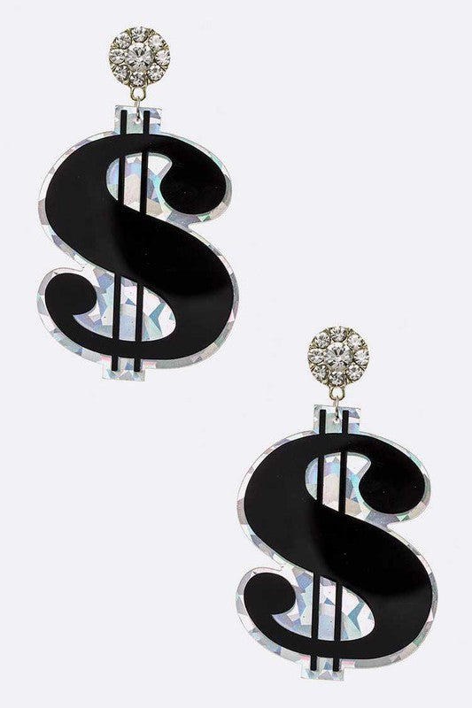 Oversize Dollar Sign Acrylic Earrings