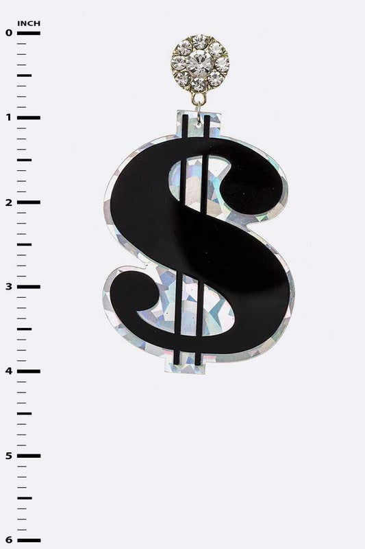 Oversize Dollar Sign Acrylic Earrings