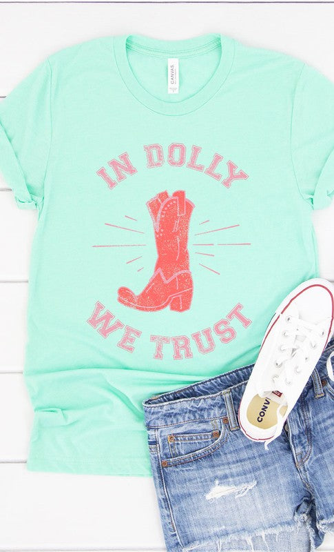 Retro In Dolly We Trust Boot Graphic Tee T-Shirt PLUS