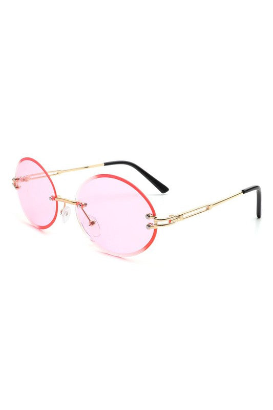 Round Oval Rimless Circle Vintage Sunglasses