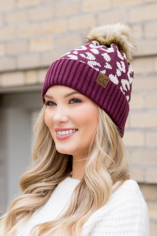 Leopard Pom Beanie