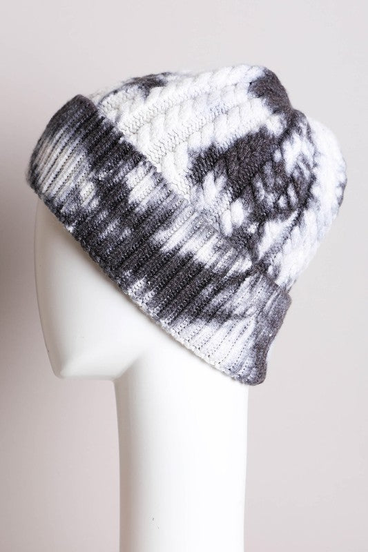 Tie Dye Cable Knit Beanie