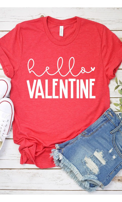 Hello Valentine Graphic Tee T-Shirt PLUS