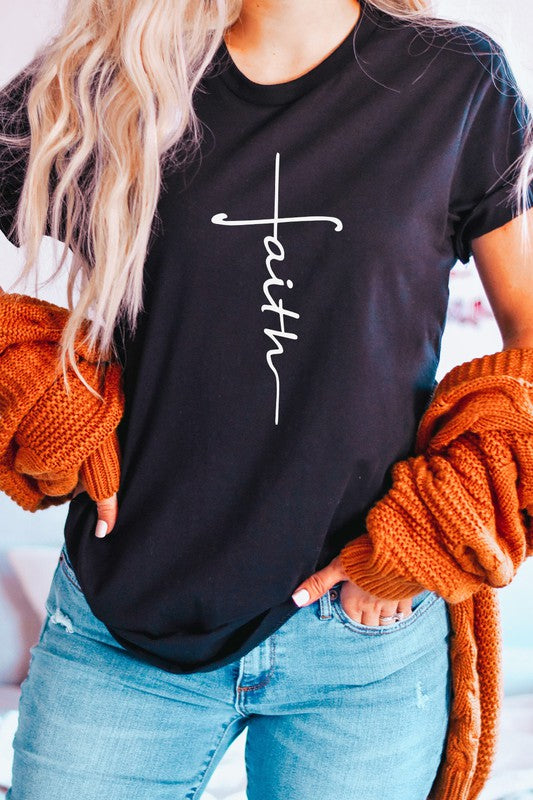 Faith Vertical Text Graphic Tee T-Shirt