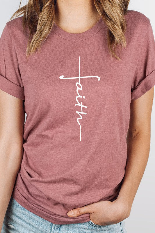 Faith Vertical Text Graphic Tee T-Shirt