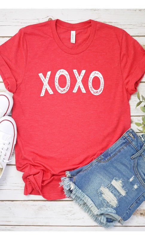 Distressed XOXO Graphic Tee T-Shirt PLUS